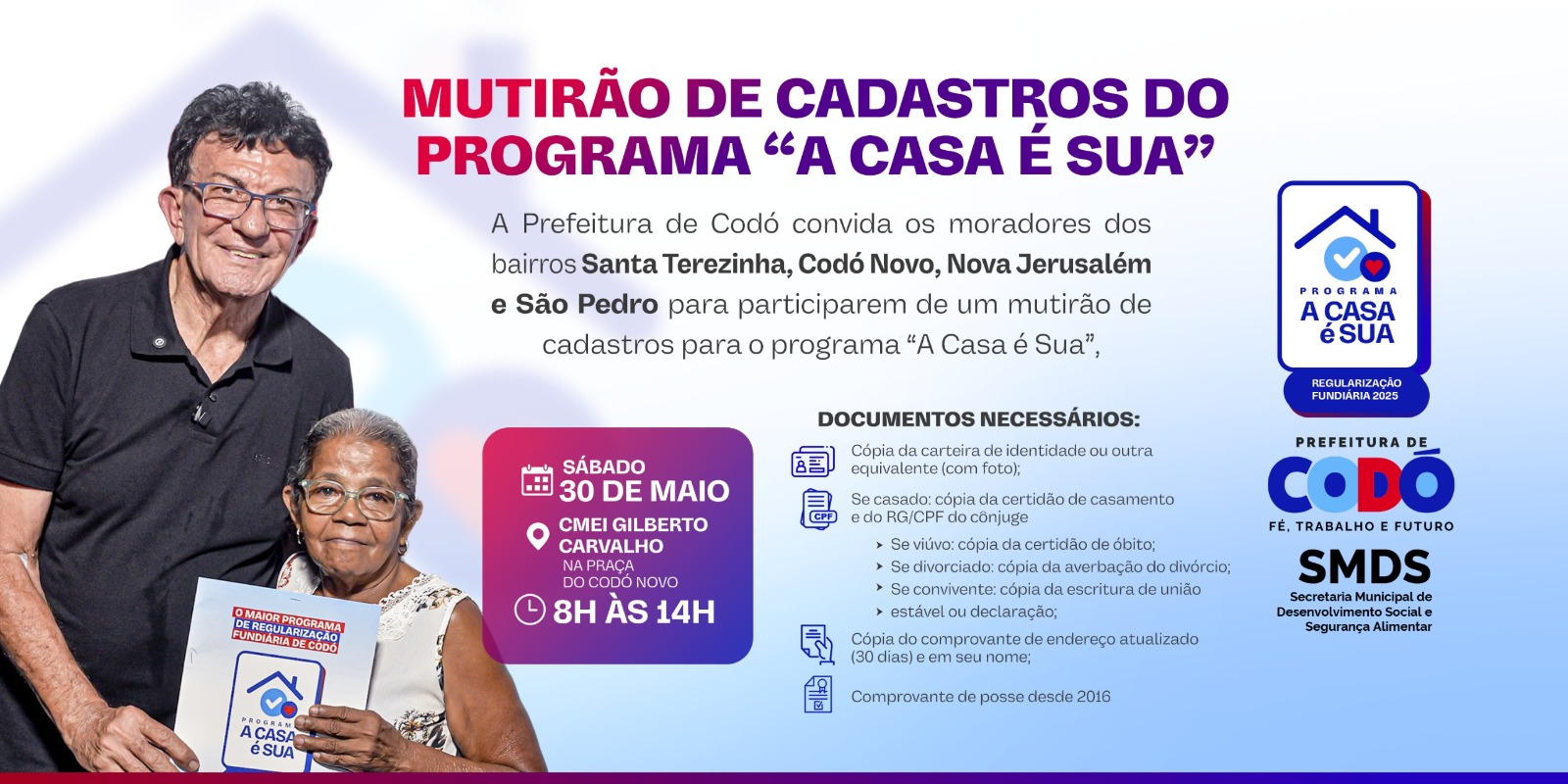 Prefeitura de Codó realiza mutirão de cadastros do programa “A Casa é Sua” neste sábado (30) – Portal do Sampaio
